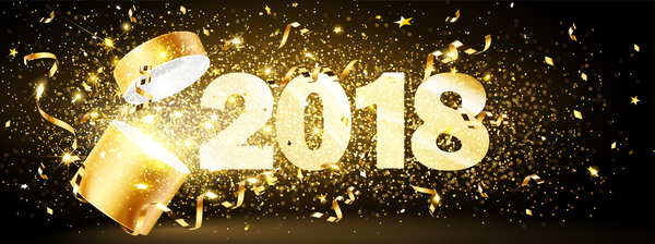 2018 new year background with golden confetti design vector