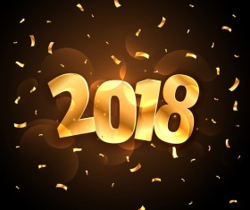 2018 new year background with golden confetti vector