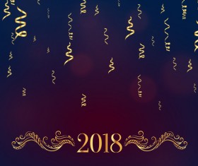 2018 new year background with golden ribbon vector
