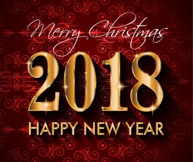 2018 new year background with red decor pattern vector