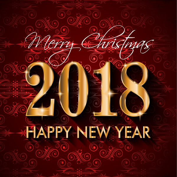 2018 new year background with red decor pattern vector