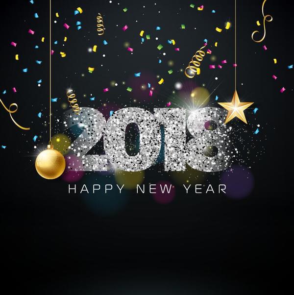 2018 new year background with stars decor vector