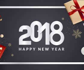 2018 new year black background with gift boxs vector 05