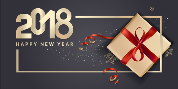 2018 new year black background with gift boxs vector 07