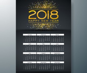 2018 new year black calendar template vector