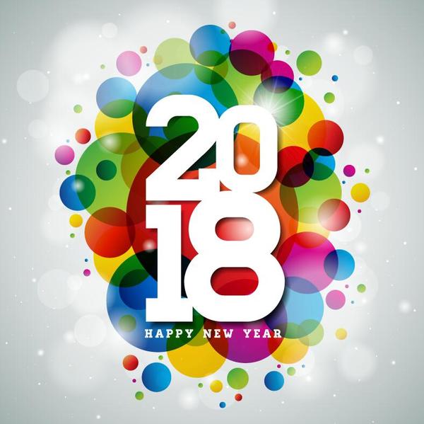 2018 new year colored halation background vector