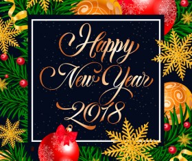 2018 new year frame with christmas background vector