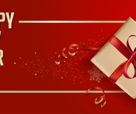 2018 new year gift box with red background vector 06