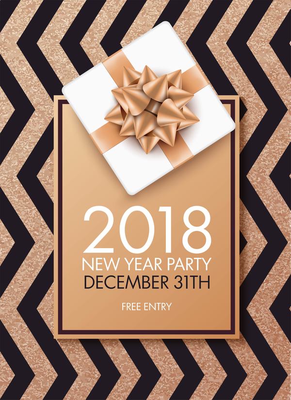2018 new year gift card vectors free download