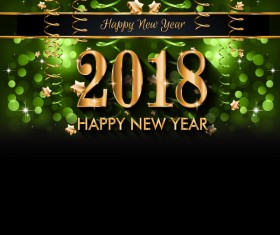 2018 new year green background with bubble vector