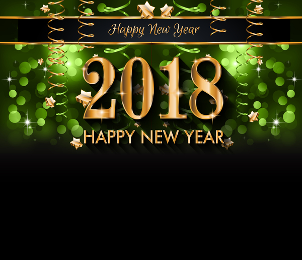 2018 new year green background with bubble vector