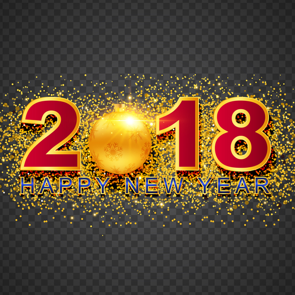 2018 new year illustration with golden confetti vector 01