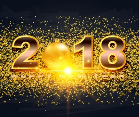 2018 new year illustration with golden confetti vector 02