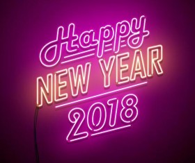 2018 new year neon background vector