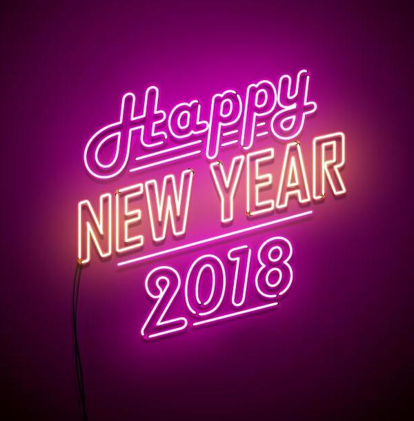 2018 new year neon background vector