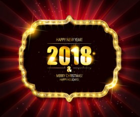 2018 new year neon background vectors material 01