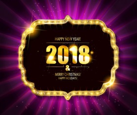 2018 new year neon background vectors material 02