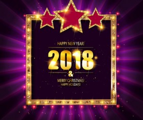 2018 new year neon background vectors material 03