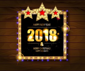2018 new year neon background vectors material 04