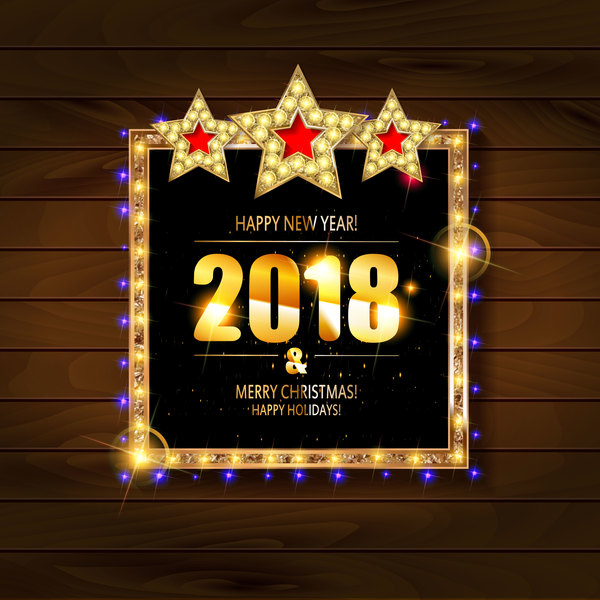 2018 new year neon background vectors material 04