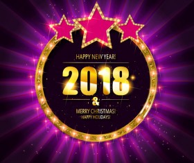 2018 new year neon background vectors material 05