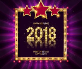 2018 new year neon background vectors material 06
