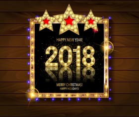 2018 new year neon background vectors material 07