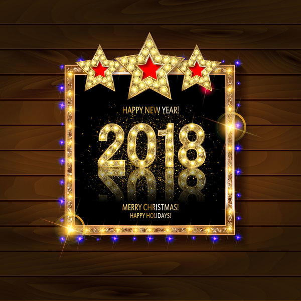 2018 new year neon background vectors material 07