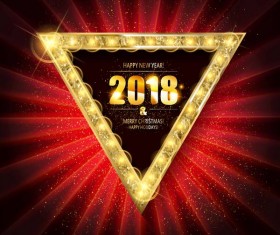 2018 new year neon background vectors material 08