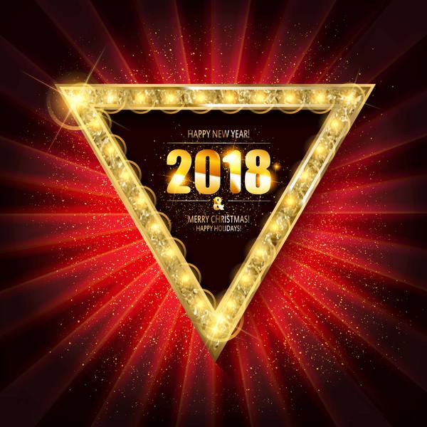 2018 new year neon background vectors material 08