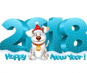 2018 new year text with dog vector