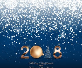 2018 new year with christmas and snowflake background vectors