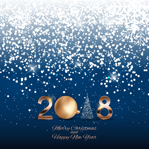 2018 new year with christmas and snowflake background vectors