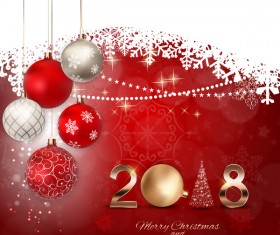 2018 new year with christmas card and snow lace vector