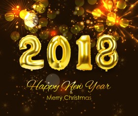 2018 new year with christmas firework holiday background vector