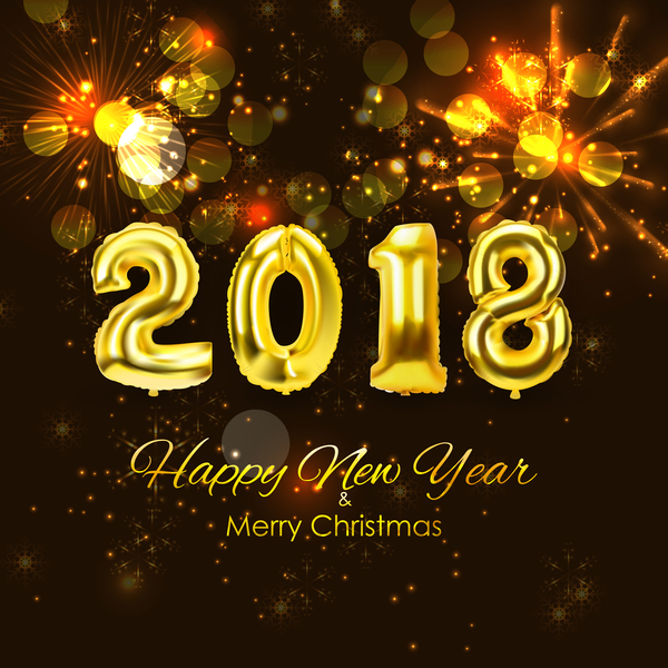 2018 new year with christmas firework holiday background vector