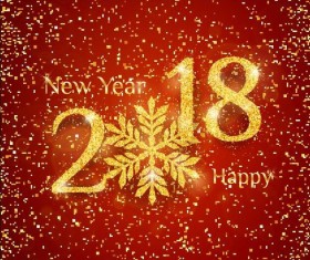 2018 new year with golden confetti background vector