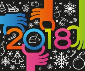 2018 new year with hand vector