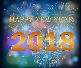 2018 new year with holiday firework background vector