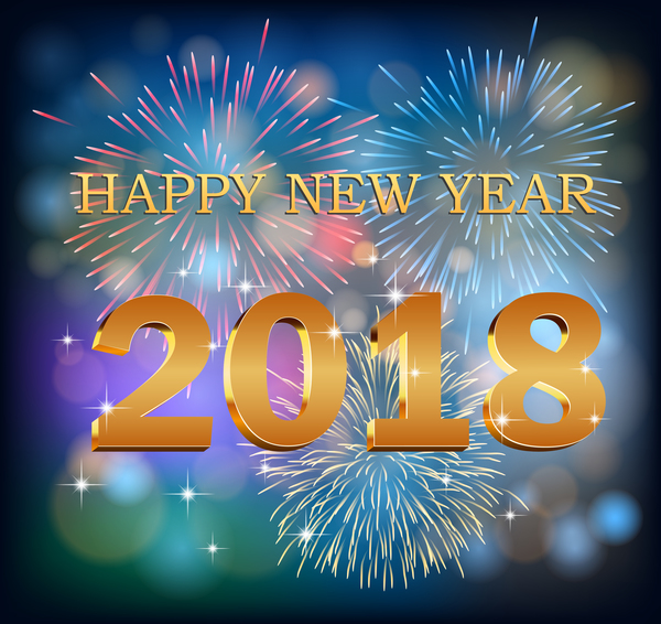 2018 new year with holiday firework background vector