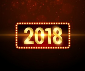 2018 new year with neon background vector