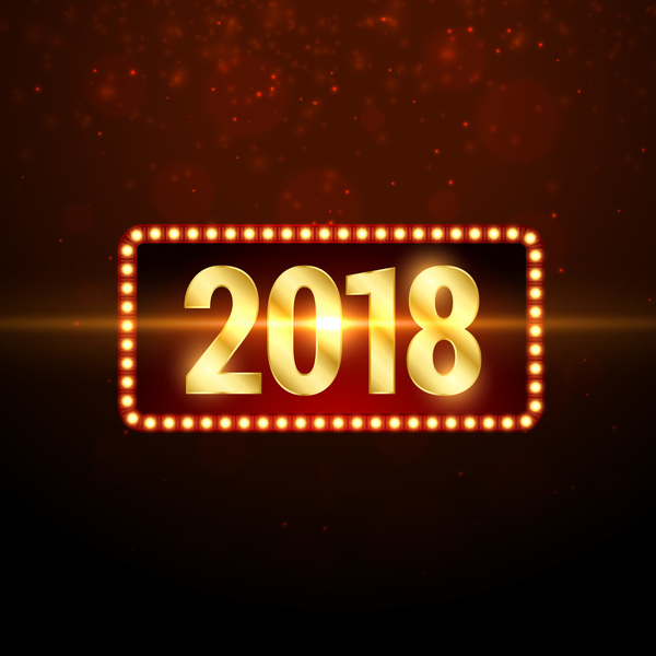 2018 new year with neon background vector