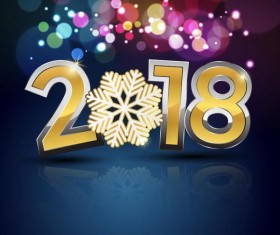 2018 new year with shiny holiday background vector