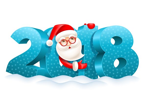 3D 2018 text with santa vector material 02