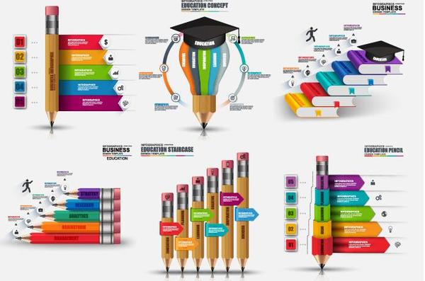 6 Kind education infographic template vector
