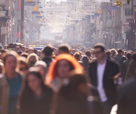 A constant stream of peop Stock Photo