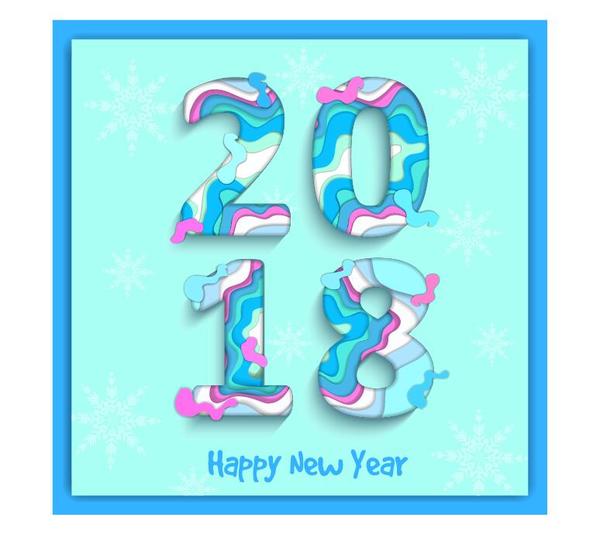 Abstract 2018 new year text design vector