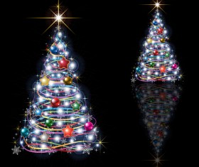 Abstract Christmas tree isolated on black background vector