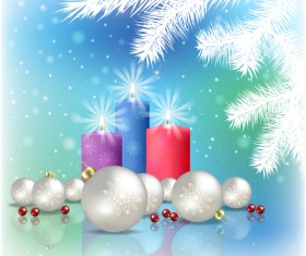 Abstract blue background with christmas decorations vector 02