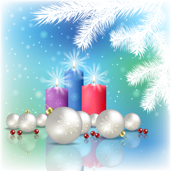 Abstract blue background with christmas decorations vector 02